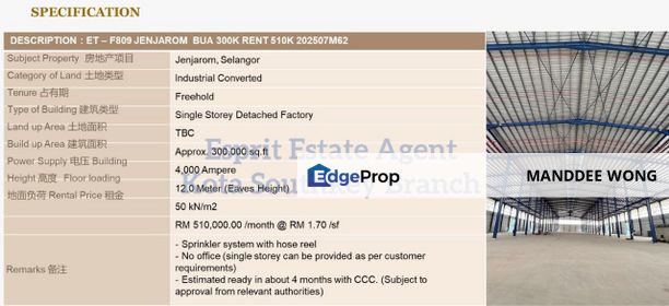 RENT/JENJAROM/RM510,000, Selangor, Jenjarom