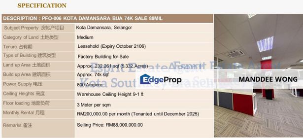 SALE/KOTA DAMANSARA/232,261SQF/RM88,000,000, Selangor, Kota Damansara