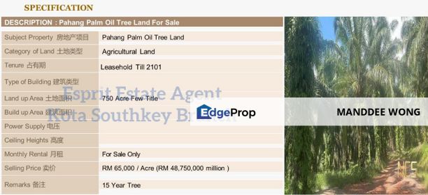 SALE/PAHANG/750AC/RM48.75MIL, Pahang, Raub