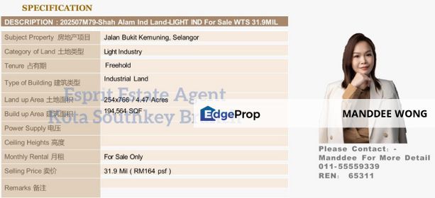 SALE/BUKIT KEMUNING/4.47AC/RM31.9MIL, Selangor, Shah Alam