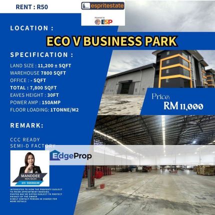 WTR/WAREHOUSE/7800 SQFT/11K/ECO BUSINESS PARK V/PUNCAK ALAM, Selangor, Bandar Puncak Alam