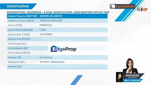 WTS/AGRICULTURE LAND/4.91 ACRES/9,624,582/BANTING, Selangor, Kuala Langat