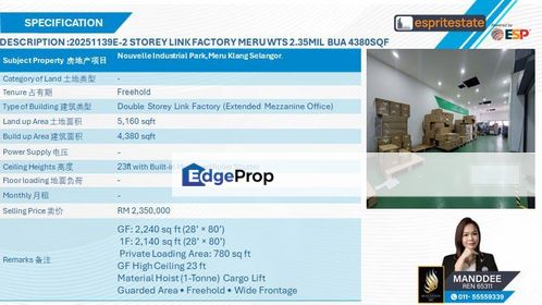 WTS/2 STOREY LINK FACTORY/4,380 SQFT/2.35MIL/MERU/KLANG, Selangor, Klang