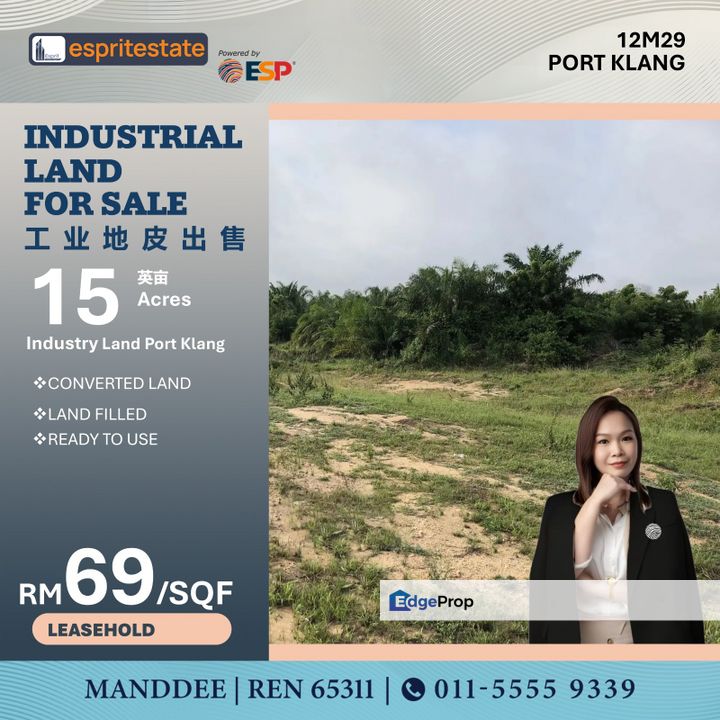 WTS/INDUSTRIAL LAND/15 ACRE/45MIL/PORT KLANG, Selangor, Port Klang
