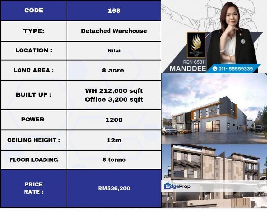 WTR/DETACHED WAREHOUSE/212 SQFT/536,200/NILAI/NEGERI SEMBILAN, Negeri Sembilan, Nilai