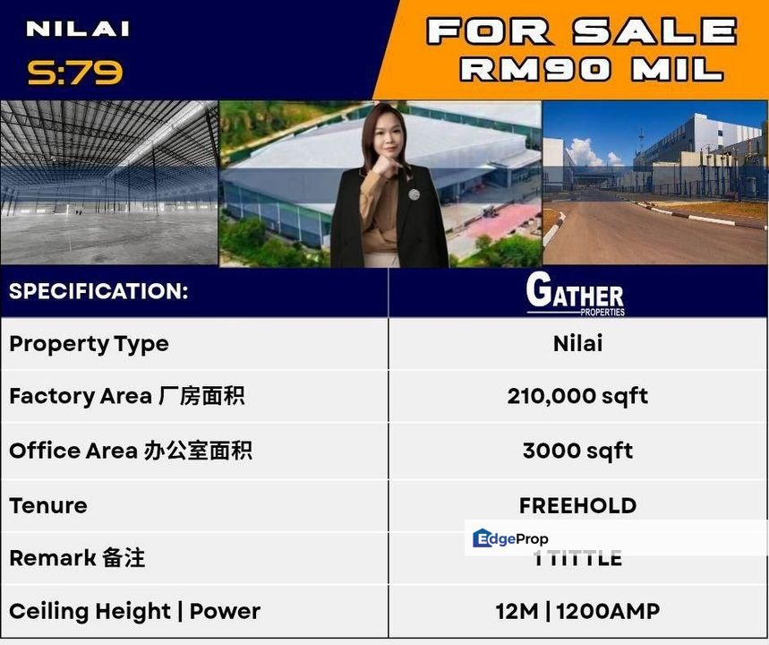 WTS/FACTORY/210K SQFT/90 MIL/NILAI/NEGERI SEMBILAN, Negeri Sembilan, Nilai