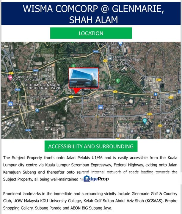 WISMA COMCORP Temasya Industrial Park Glenmarie Shah Alam, Selangor, Shah Alam