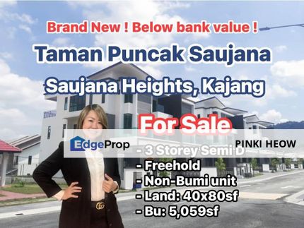 3 Storey Semi-D SEMI D @ Saujana  Heights Taman Puncak Saujana, Kajang , Selangor, Kajang