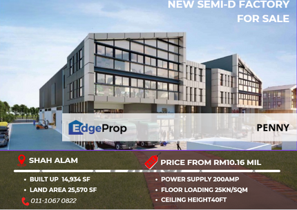 Puncak Alam New Semi D factory for sale, Selangor, Sungai Buloh