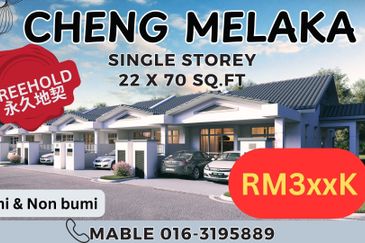 Freehold Single Storey House 22 x 70 sq.ft nr Bertam Tanjung Minyak Cheng Melaka