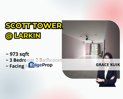 Scott Tower Larkin For Sale🔥 3房2厕单位😍距离Larkin Sentral才5分钟~, Johor, Johor Bahru