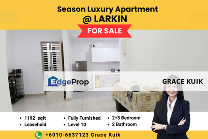 Full Loan➕️Cash Back‼️  🏢  Season Luxury Apartment @ Amara Larkin Johor Bahru, Johor, Johor Bahru