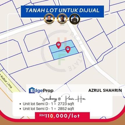 2 Lot Semi D di Kg Seribong 90m drpd Jalan Utama utk Dijual, Kelantan, Kota Bharu