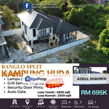 Banglo Split Level Kg Huda Kubang Kerian Berdekatan HUSM untuk Dijual , Kelantan, Kota Bharu