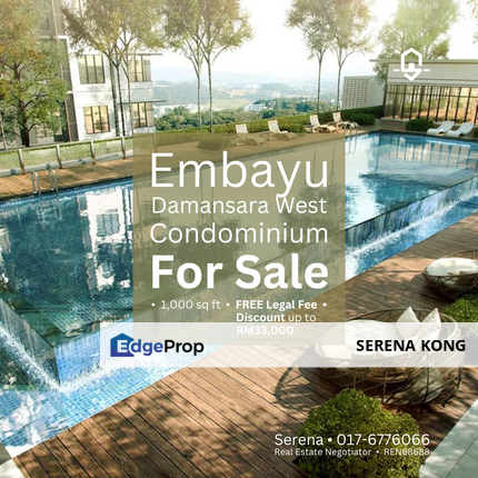 📣 Discount upto RM33K!! Developer Unit Completed with Partial Furnished! Embayu Damansara West Condominium for SALE!!, Selangor, Shah Alam