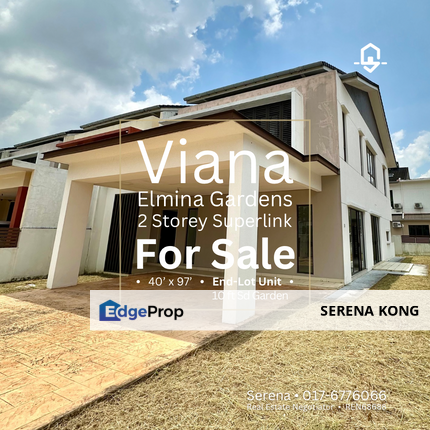 📣 End-Lot Viana @ Elmina Gardens Spacious 2 Storey Superlink House for SALE!, Selangor, Subang