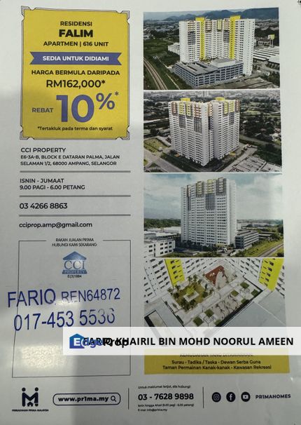 Residensi FALIM Apartment Projek Perumahan Rakyat PR1MA, Perak, Ipoh