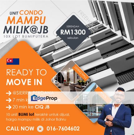 Freehold Residential Condo @ Sierra Perdana [Ready to move in - bumiputera lot], Johor, Plentong