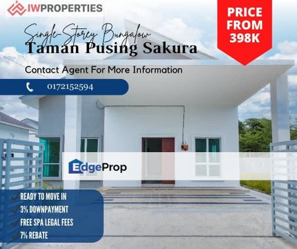 Newly completed | Single Storey Bungalow  Taman Pusing Sakura Batu Gajah Perak, Perak, Kinta