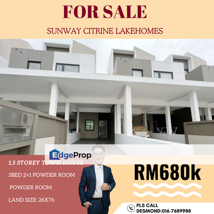 Sunway Citrine Lakehomes/1.5 Storey Town House, Johor, Johor Bahru