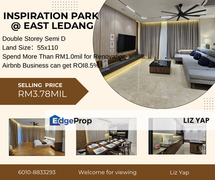 ROI 8.5% Double Storey Semi D 55x110 Inspiration Park East Ledang, Johor, East Ledang