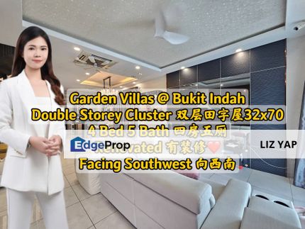 Renovated Double Storey Cluster House in Garden Villas Bukit Indah Iskandar Puteri, Johor, Johor Bahru