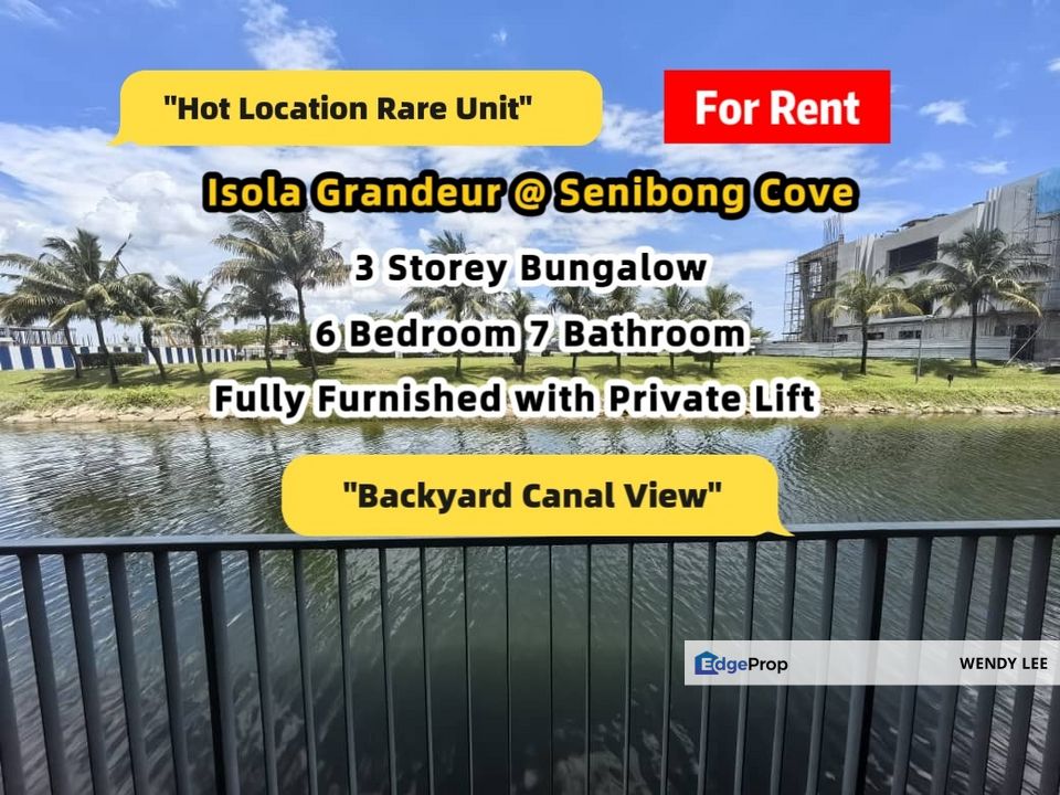 Senibong Cove Isola Grandeur 3 Storey Bungalow House Backyard with Canal View Fully Furnished with Lift For Rent, Johor, Masai