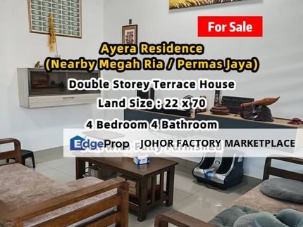 Ayera Residence Double Storey Terrace House For Sale nearby Permas Jaya Taman Megah Ria Fully Furnished Unit , Johor, Masai