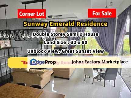 Unblock View Sunway Emerald Residence Rare Corner Lot Renovated & Extended Condition For Sale, Johor, 