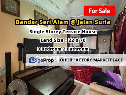 Bandar Seri Alam Jalan Suria Single Storey Terrace House For Sale, Johor, Masai
