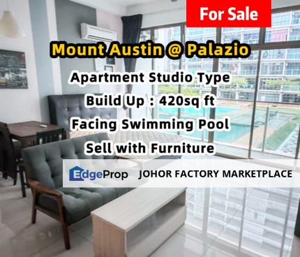 Mount Austin Palazio Studio Type Facing Swimming Pool Sell with Furniture, Johor, Johor Bahru