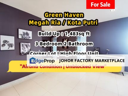 Green Haven/Unblock View High Floor Unit/Kota Putri/Megah Ria/Permas Jaya/Airbnb Condition Fully Furnished/Easy Access to EDL Highway, Johor, Masai