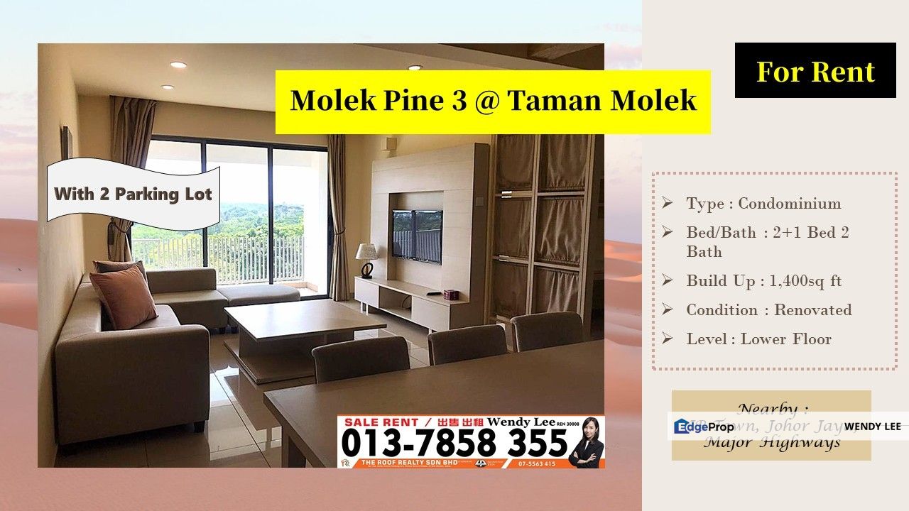 高级公寓只卖Rm499psf 两房还有两个停车位 买到赚到😍Molek Pine 3 Fully Renovated 2+1 Bed Type For Sale, Johor, Johor Bahru