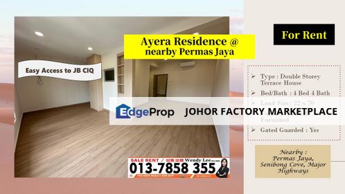 Ayera Residence | nearby Permas Jaya | Double Storey Terrace House | Renovated | Easy Access to JB CIQ, Johor, Masai