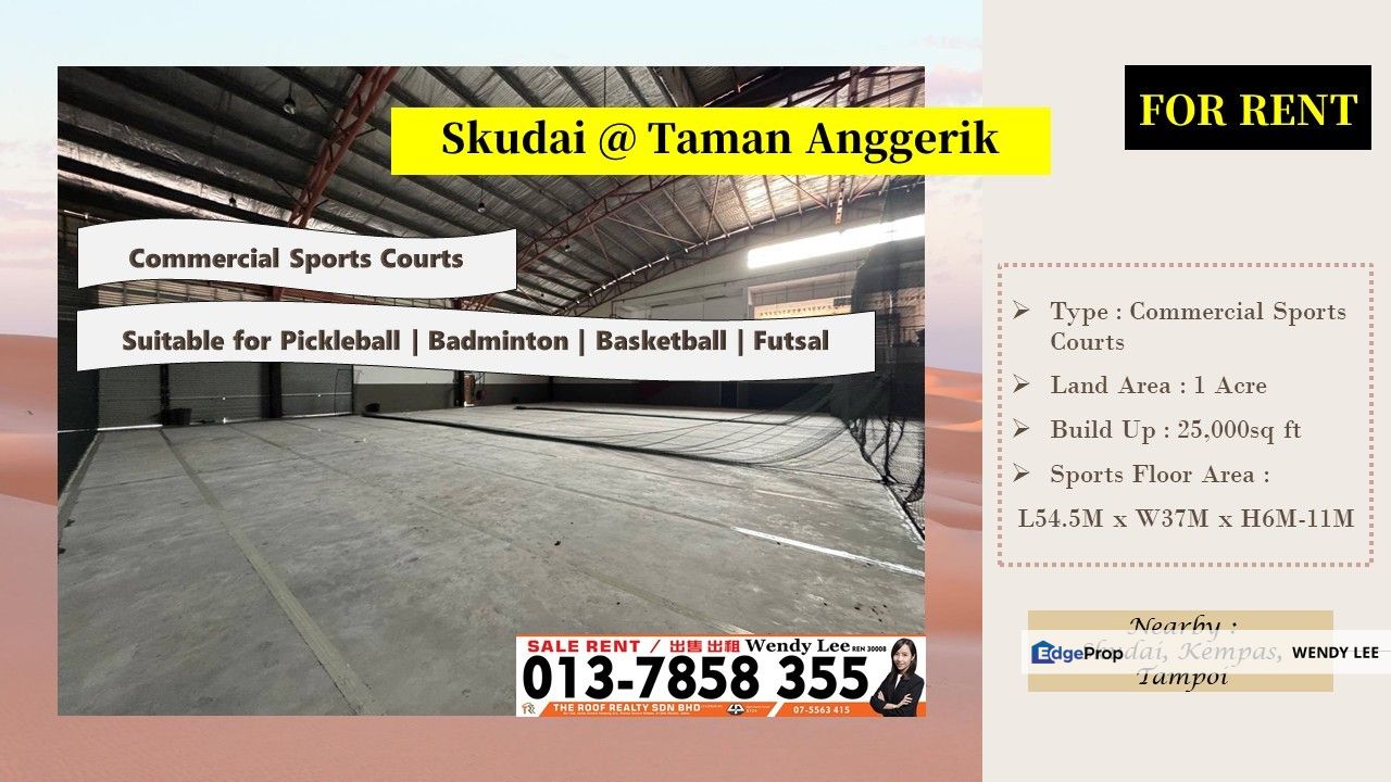 Skudai | Taman Anggerik | Commercial Sports Courts | 1 Acre Land | Suitable For Pickleball Badminton Basketball Futsal, Johor, Tampoi