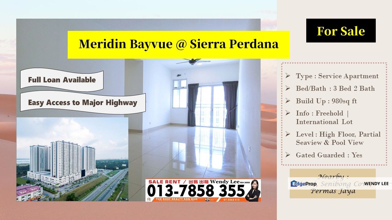 Meridin Bayvue | Full Loan Unit | Masai | Permas Jaya | Easy Access to Major Highway | Apartment For Sale, Johor, Masai
