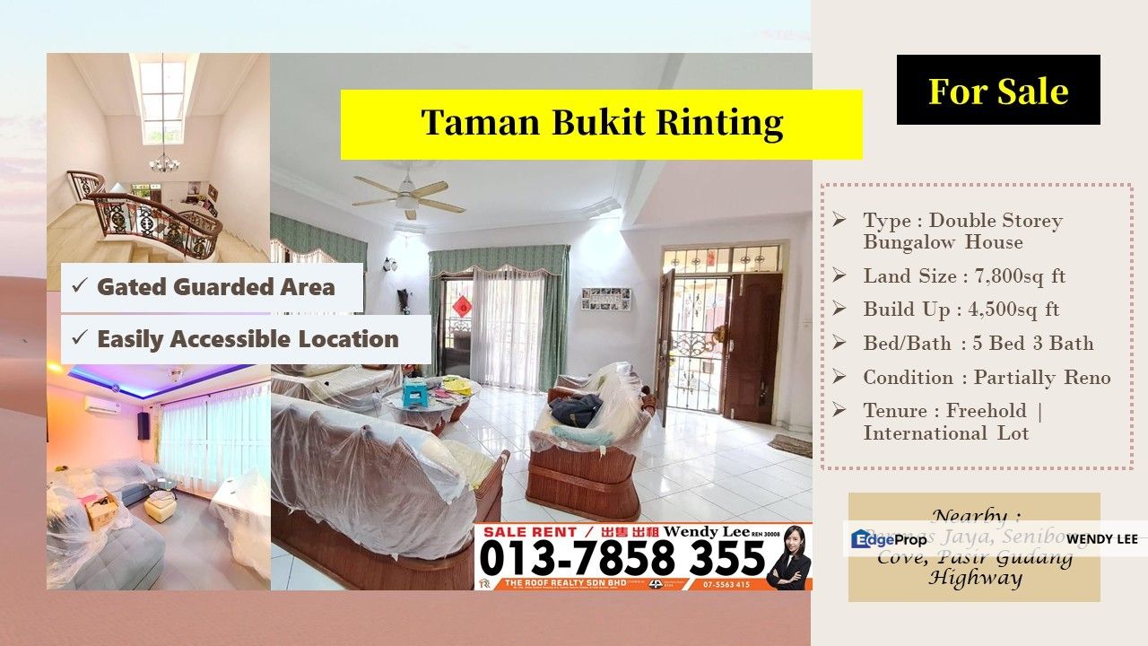 Bukit Rinting | Land Size 7,800sq ft | Double Storey Bungalow House | Matured Residential Area | Masai | Permas Jaya | PG Highway | Lotus Seri Alam, Johor, Masai