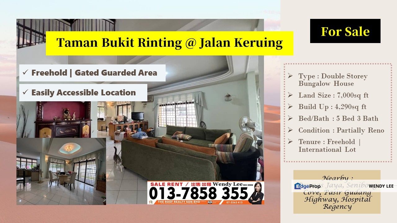 Taman Bukit Rinting | Double Storey Bungalow House | Matured Residential Area | Masai | Permas Jaya | PG Highway | Hospital Regency | Lotus Seri Alam, Johor, Masai