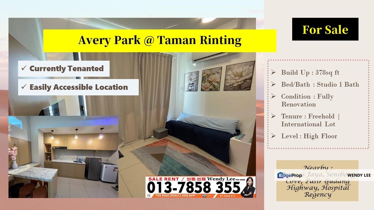 Avery Park | Fully Renovated | Studio Unit | High Floor | Taman Rinting | Masai | For Sale, Johor, Masai