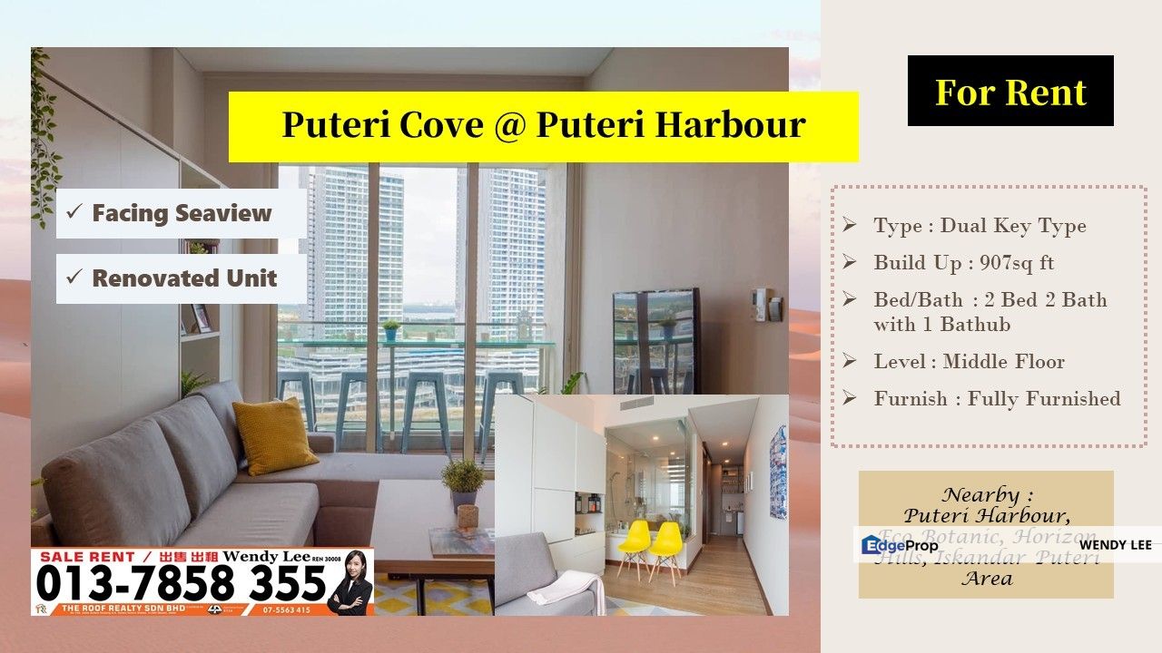 Puteri Cove | Puteri Harbour | Iskandar Puteri | Renovated Condition | Facing Seaview Middle Floor For Rent, Johor, Nusajaya