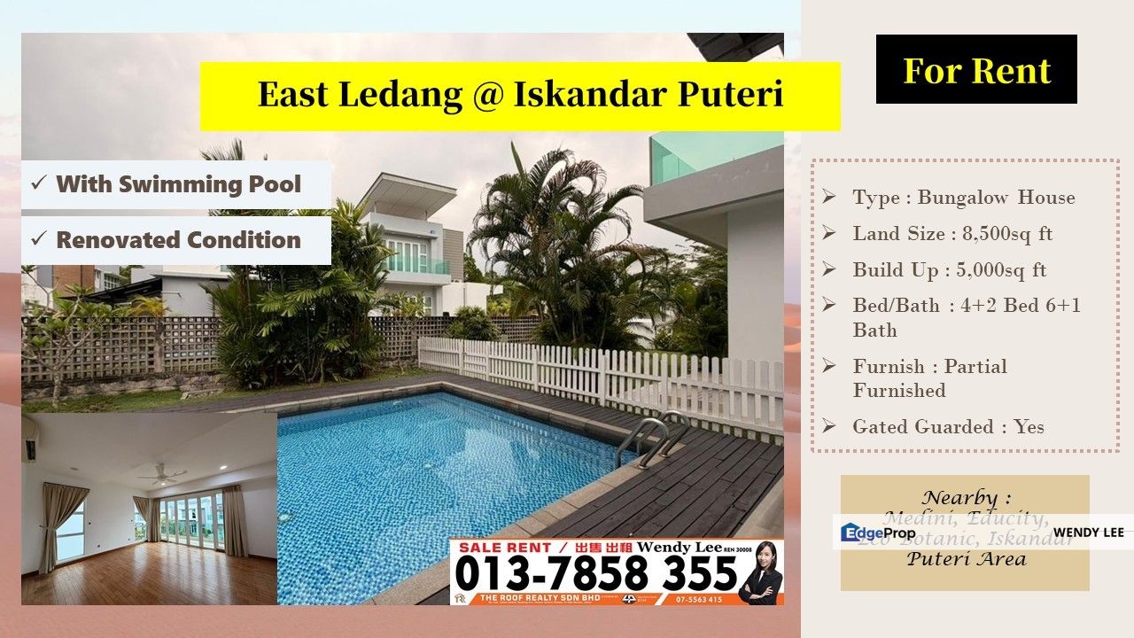 East Ledang | Iskandar Puteri | Bungalow House with Swimming Pool | House For Rent, Johor, Nusajaya