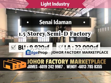Senai Light Industry BU 9,900sf Semi-D Factory , Johor, Senai