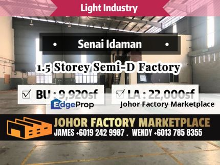 Senai Light Industry BU 9,900sf Semi-D Factory , Johor, Senai