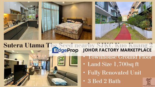 Sutera Utama The Seed Townhouse with Garden Ground Floor Fully Renovated Fully Furnished For Sale, Johor, Skudai