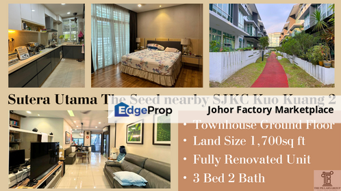 Sutera Utama The Seed Townhouse with Garden Ground Floor Fully Renovated Fully Furnished For Sale, Johor, Skudai