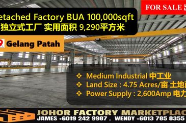 Gelang Patah 中工业❗大电力❗大面积❗独立式工厂出售 Detached Factory For Sale Tuas Second Link Iskandar Puteri