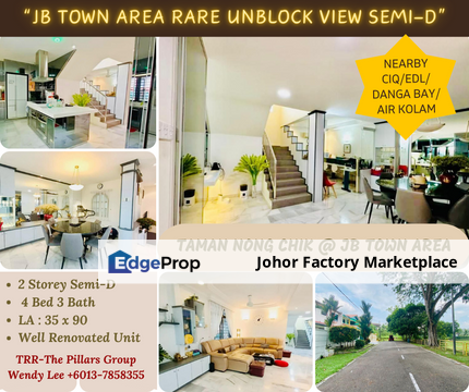 JB Town Area/Rare Unblock View/Semi D House For Sale/Taman Nong Chik/Jalan Kemuncak/Unblock Unit, Johor, Johor Bahru