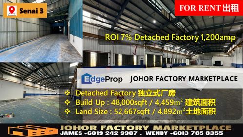 Senai/Medium Industry/Detached Factory For Sale/Kawasan Perindustrian Senai 3/Medium Industry, Johor, Senai