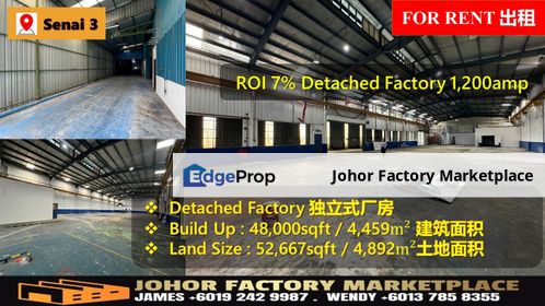 Senai/Medium Industry/Detached Factory For Sale/Kawasan Perindustrian Senai 3/Medium Industry, Johor, Senai