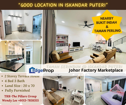 Iskandar Puteri/Taman Serimbun/Nearby Bukit Indah & Taman Perling/Terrace House For Sale/Fully Furnished Unit/Gated Guarded , Johor, Johor Bahru